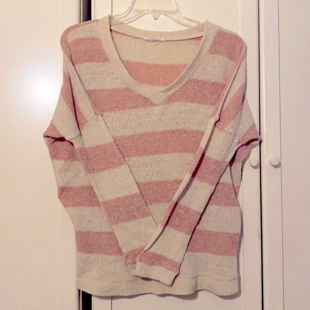 Pink striped pullover sweater